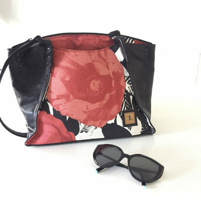 Gena Shoulder Bag in Leather and Fabric